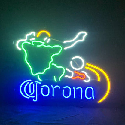 Football Player with Corona Extra Neon Sign Light - 17"x14" - Club Rehab