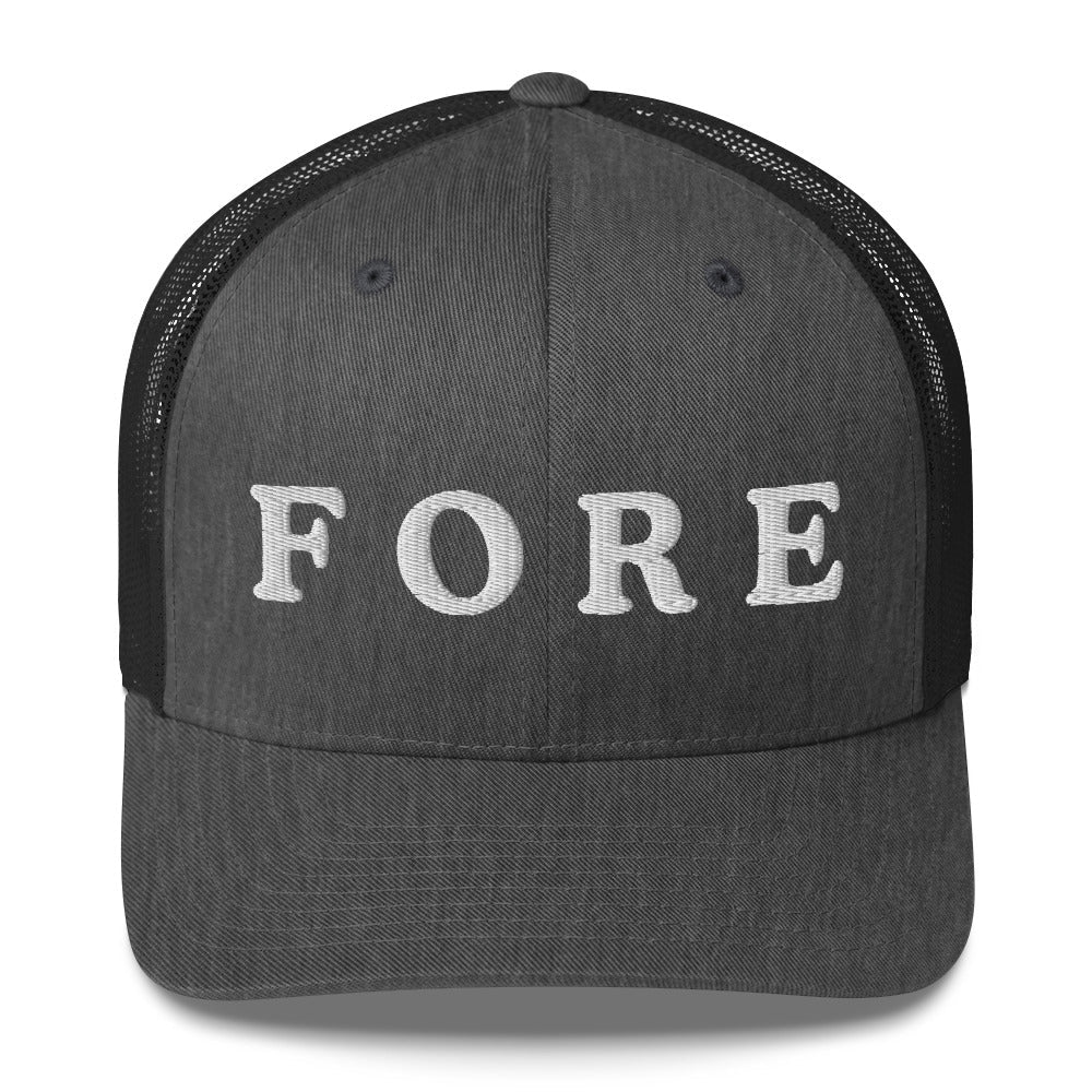FORE Embroidered Trucker Hat for Women, - Dark Heather Gray - Club Rehab