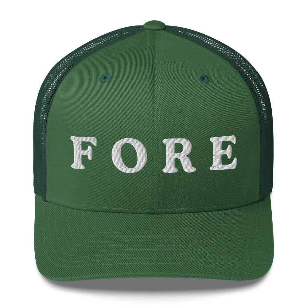 FORE Embroidered Trucker Hat for Women, - Evergreen - Club Rehab
