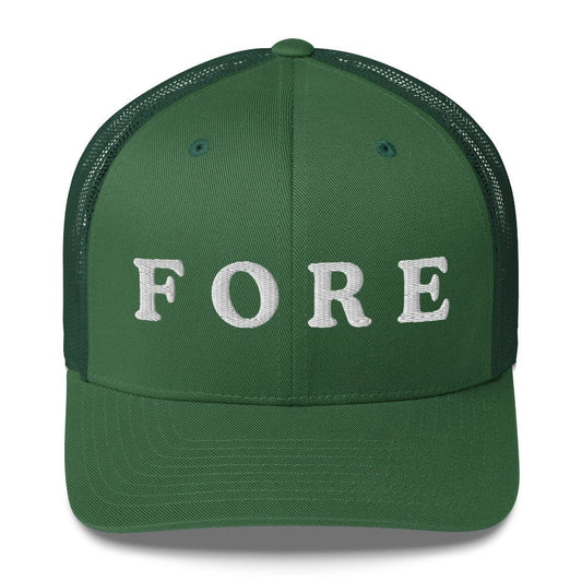 FORE Embroidered Trucker Hat for Women, - Evergreen - Club Rehab