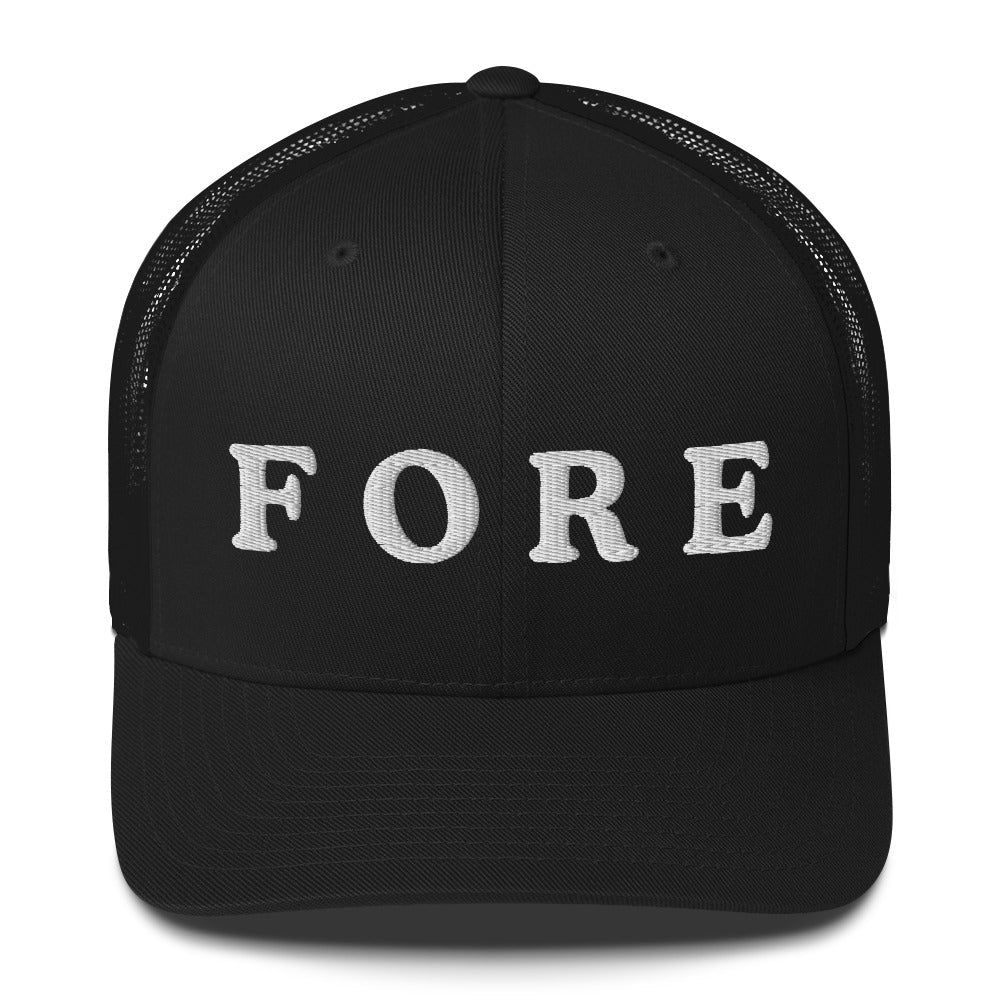 FORE Embroidered Trucker Hat for Women, - Black - Club Rehab