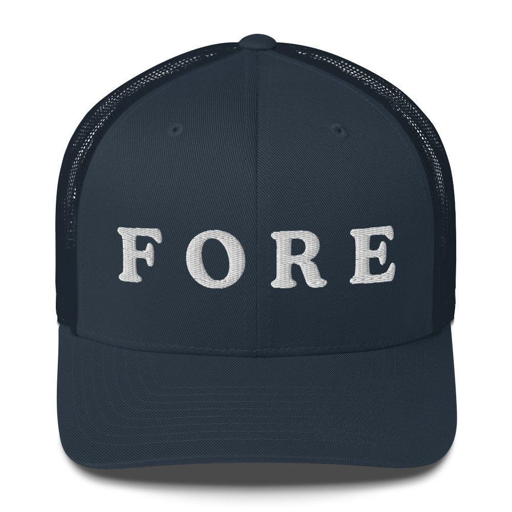 FORE Embroidered Trucker Hat for Women, - Navy - Club Rehab