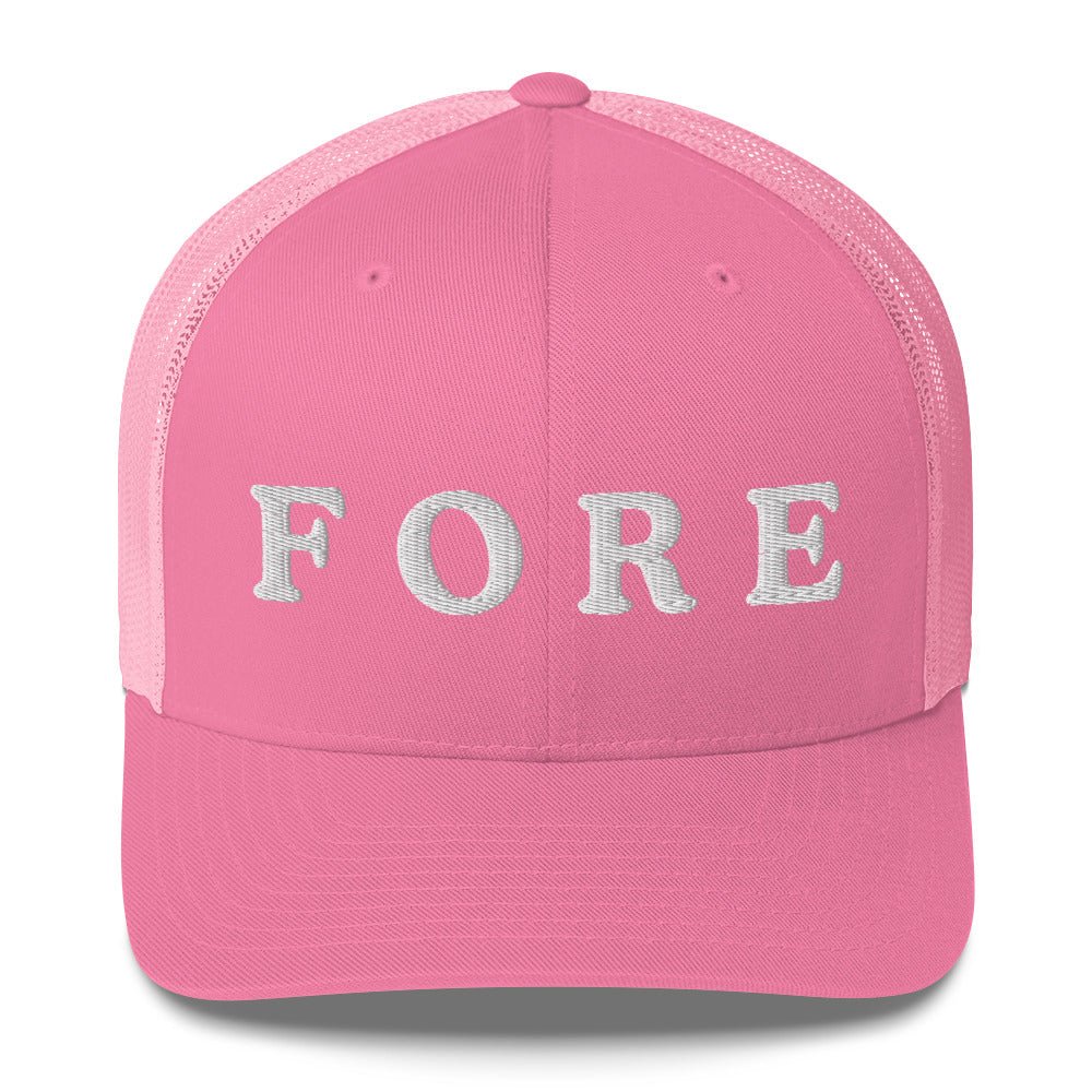 FORE Embroidered Trucker Hat for Women, - Pink - Club Rehab