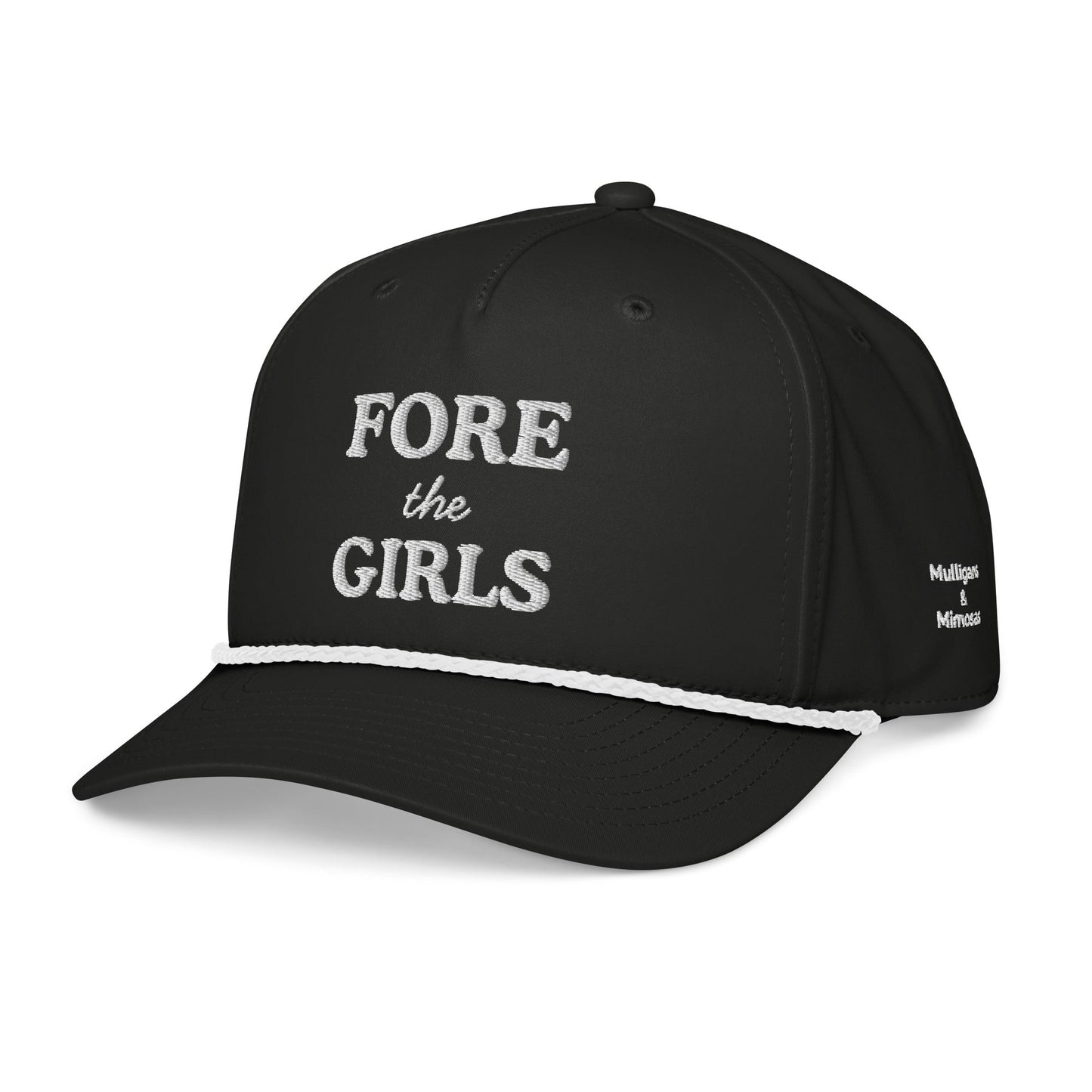 Fore the Girls Embroidered Golf Rope Hat for Women - Black/White - Club Rehab