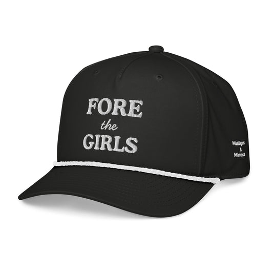 Fore the Girls Embroidered Golf Rope Hat for Women - Black/White - Club Rehab