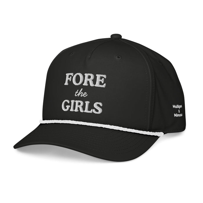 Fore the Girls Embroidered Golf Rope Hat for Women - Black/White - Club Rehab