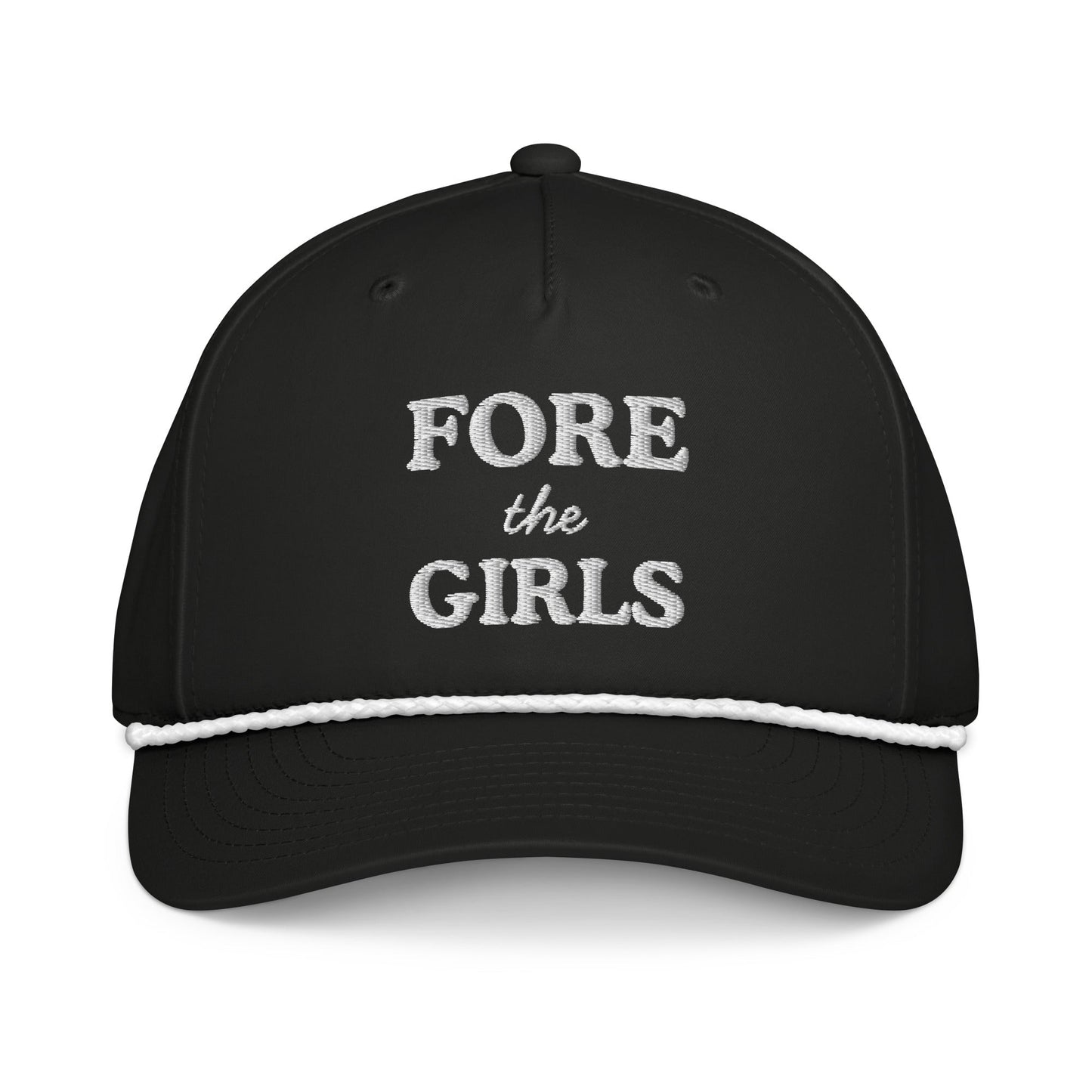 Fore the Girls Embroidered Golf Rope Hat for Women - Black/White - Club Rehab