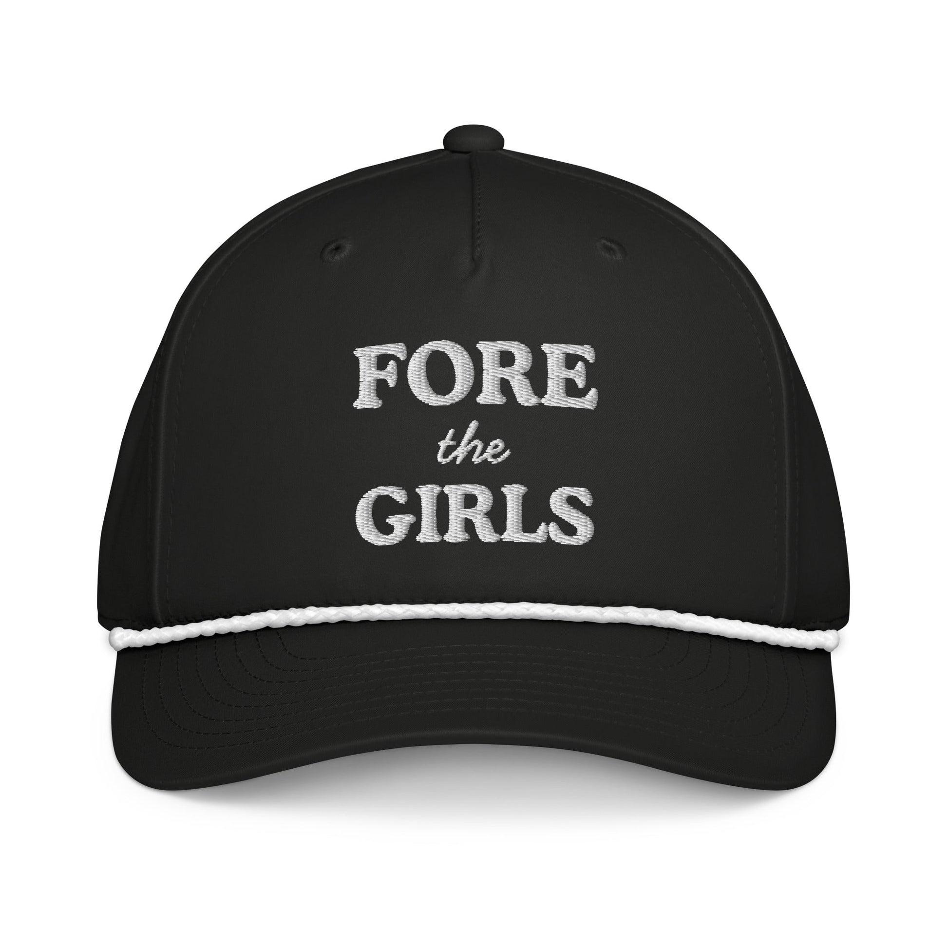 Fore the Girls Embroidered Golf Rope Hat for Women - Black/White - Club Rehab