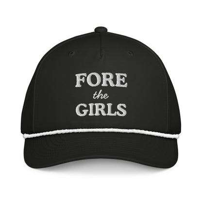 Fore the Girls Embroidered Golf Rope Hat for Women - Black/White - Club Rehab