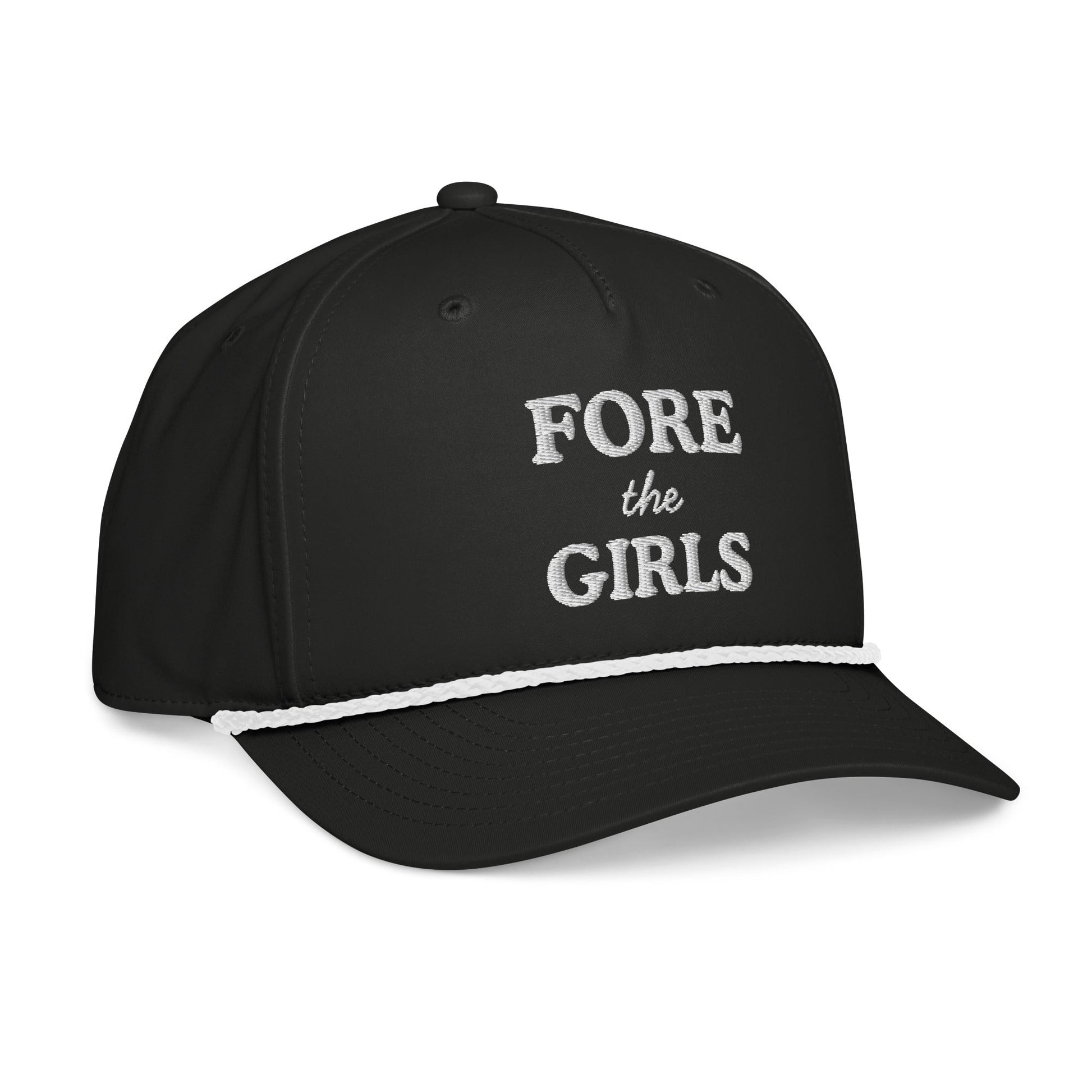 Fore the Girls Embroidered Golf Rope Hat for Women - Black/White - Club Rehab