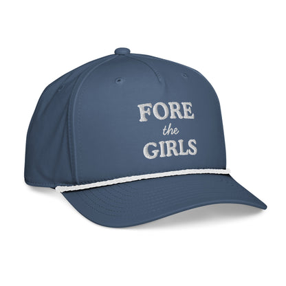 Fore the Girls Embroidered Golf Rope Hat for Women - Light Blue/White - Club Rehab