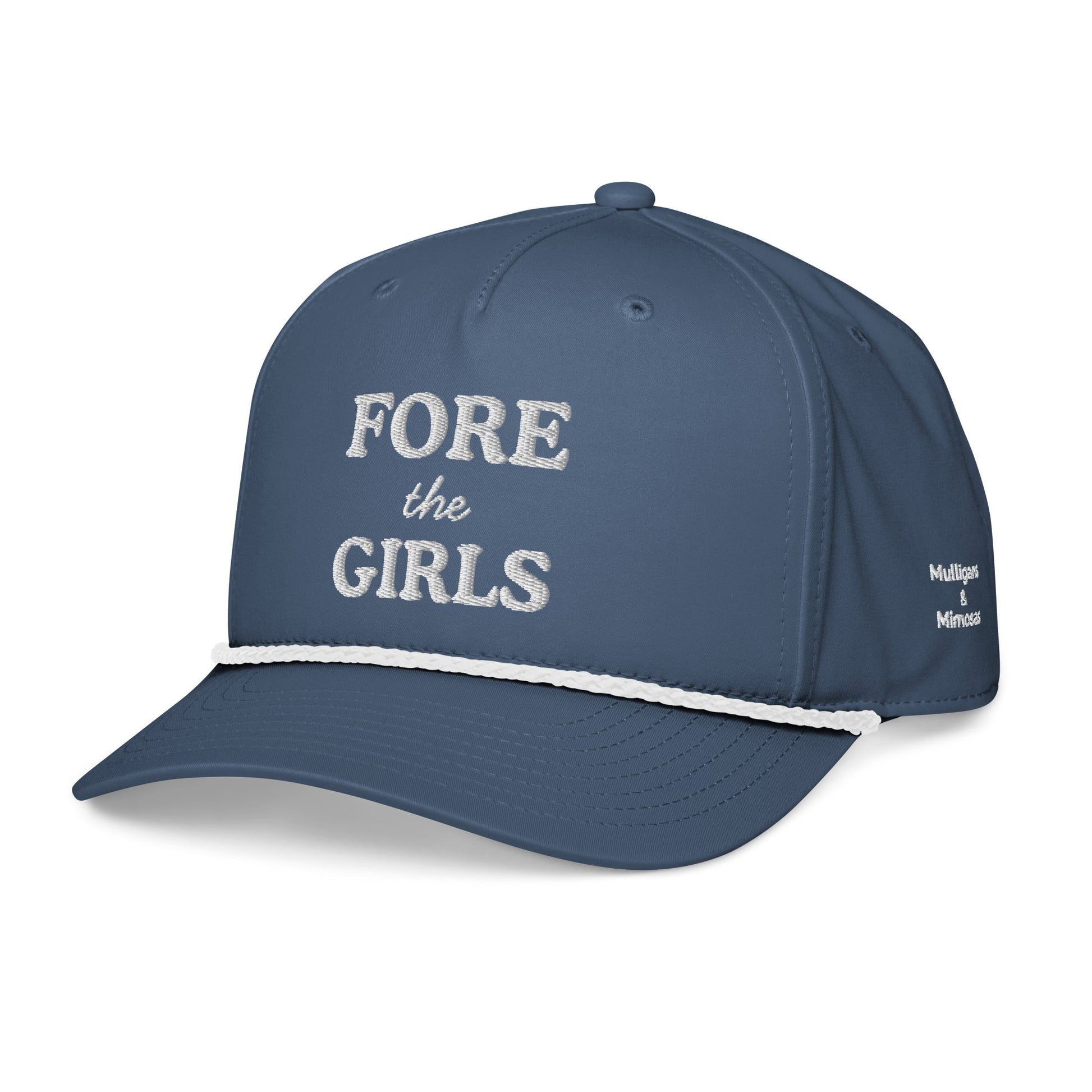 Fore the Girls Embroidered Golf Rope Hat for Women - Light Blue/White - Club Rehab
