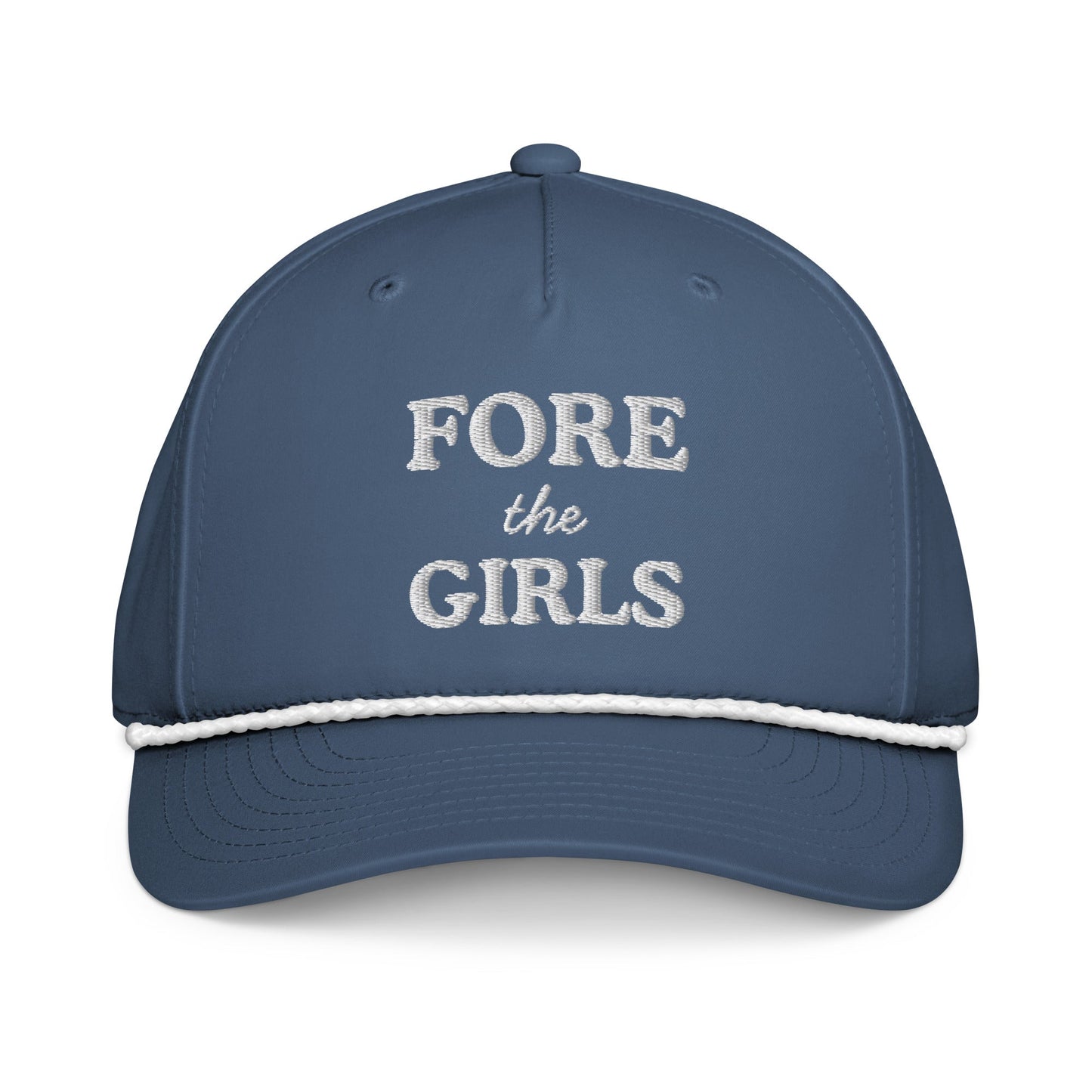 Fore the Girls Embroidered Golf Rope Hat for Women - Light Blue/White - Club Rehab