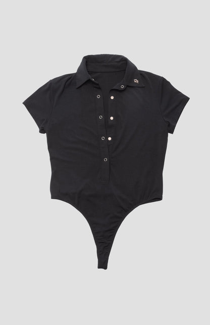 Foreplay Women’s Golf Polo Bodysuit - Short - Sleeve - XS White - Club Rehab