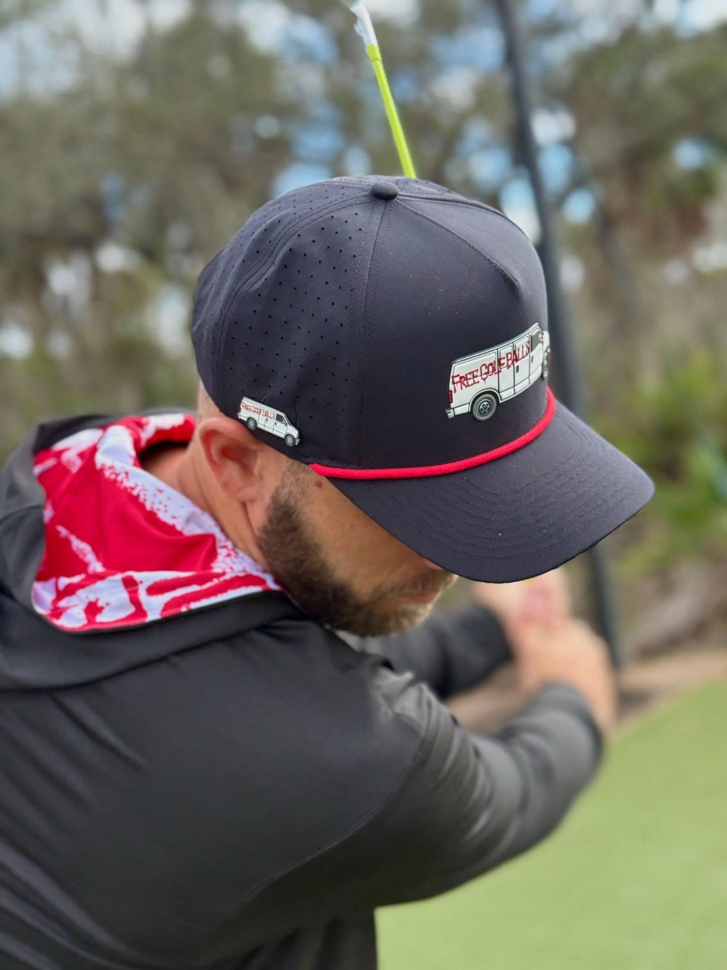 Free Golf Balls Van Golf Hat | Snapback Cap | Built-in Magnetic Ball Marker Holder + Marker Included | Free Golf Balls Van | Adjustable Black - Club Rehab