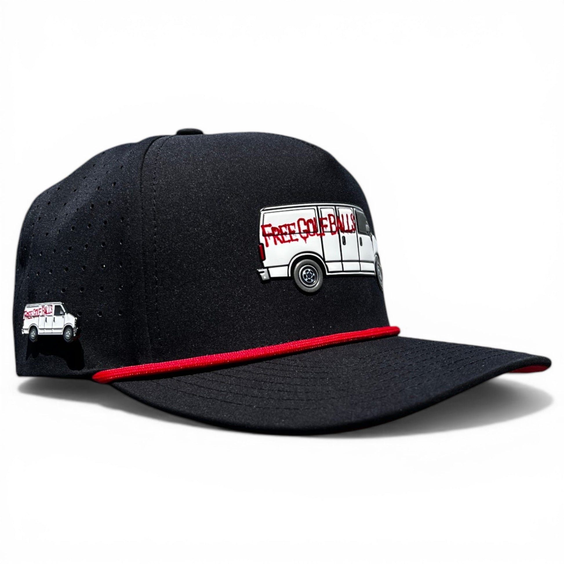 Free Golf Balls Van Golf Hat | Snapback Cap | Built-in Magnetic Ball Marker Holder + Marker Included | Free Golf Balls Van | Adjustable Black - Club Rehab