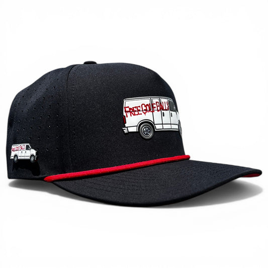 Free Golf Balls Van Golf Hat | Snapback Cap | Built-in Magnetic Ball Marker Holder + Marker Included | Free Golf Balls Van | Adjustable Black - Club Rehab