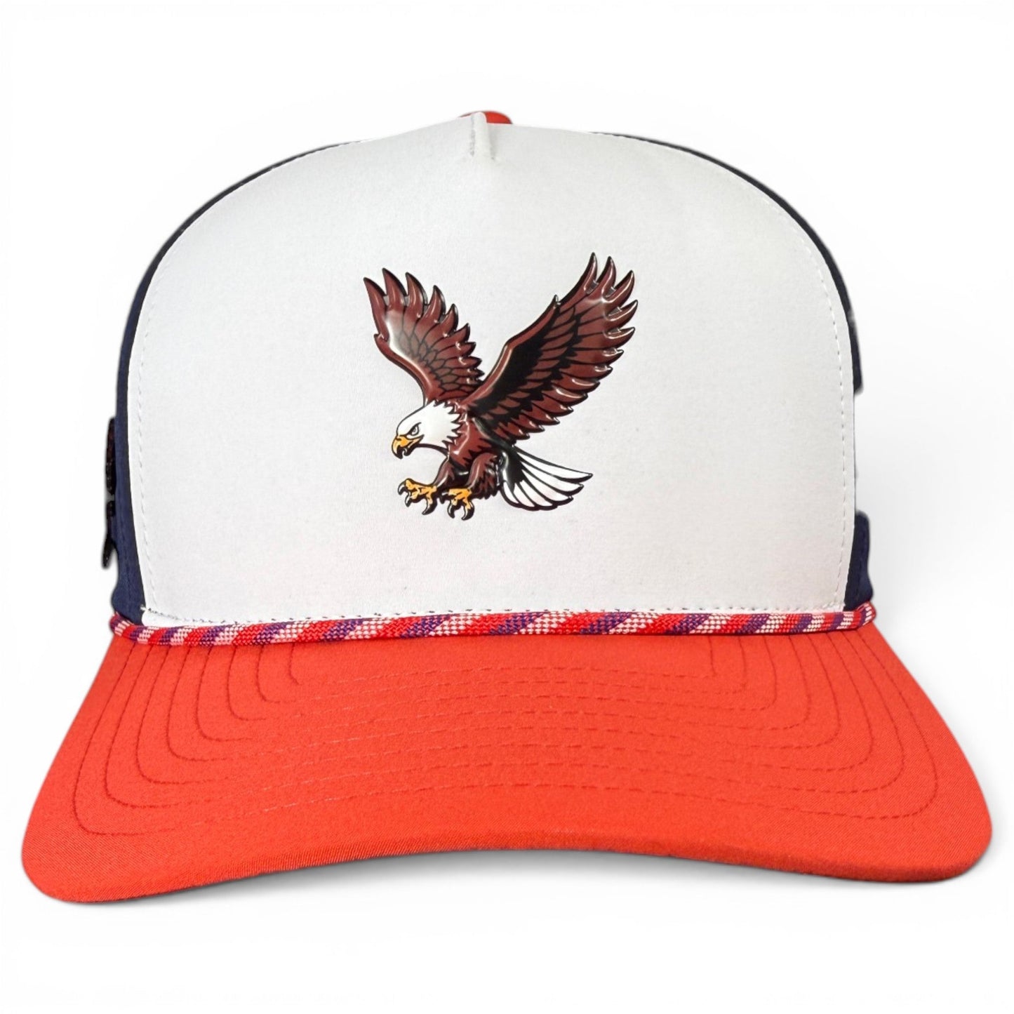 Freedom Flight Golf Hat | Snapback Cap | Built-in Magnetic Ball Marker Holder + Marker Included | Adjustable USA Eagle Red White Blue - Club Rehab