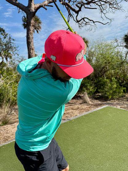 Frosted Elephant Golf Hat | Snapback Cap | Built-in Magnetic Ball Marker Holder + Marker Included | Adjustable | Elephant Cookie Pink - Club Rehab