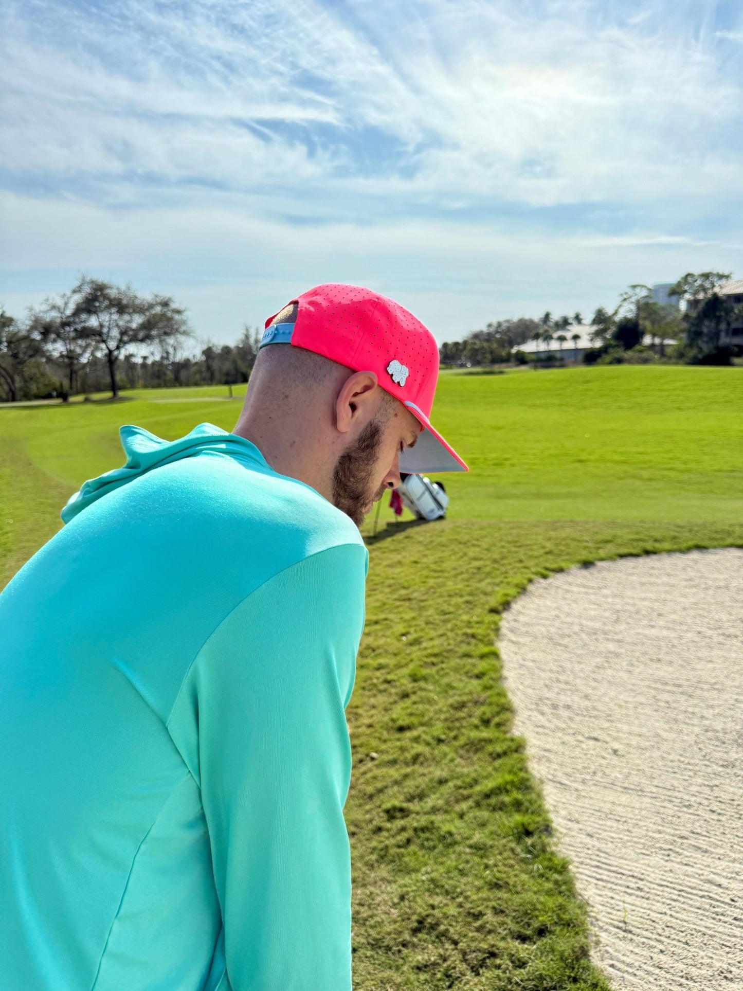 Frosted Elephant Golf Hat | Snapback Cap | Built-in Magnetic Ball Marker Holder + Marker Included | Adjustable | Elephant Cookie Pink - Club Rehab