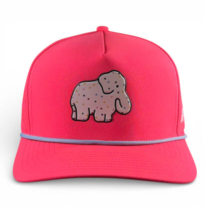 Frosted Elephant Golf Hat | Snapback Cap | Built-in Magnetic Ball Marker Holder + Marker Included | Adjustable | Elephant Cookie Pink - Club Rehab