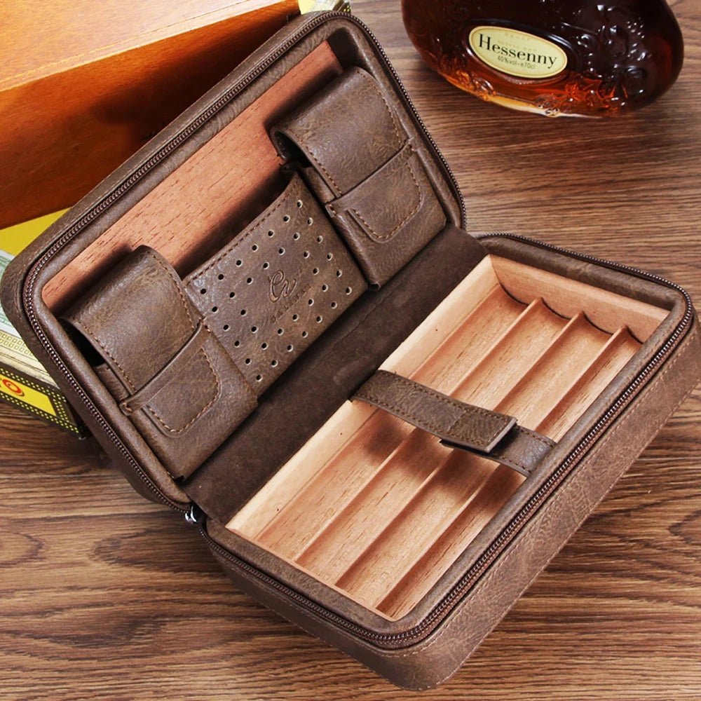 GALINER Travel Leather Cigar Humidor Case - Club Rehab - Cigar AccessoriesBlack 1GALINER Travel Leather Cigar Humidor Case