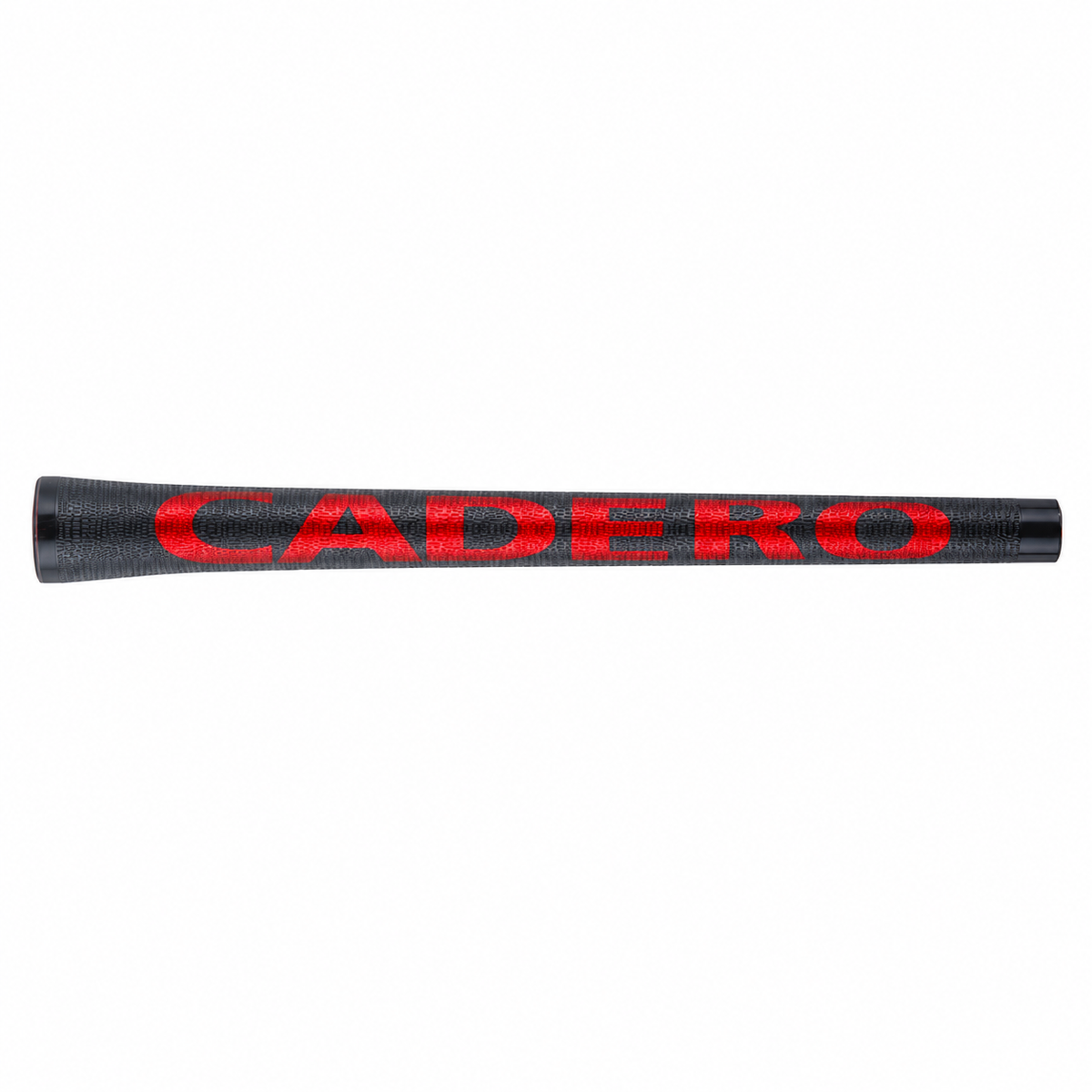 GeoLeap Crystal Clear Golf Grip, Black/Red, full-length view on white