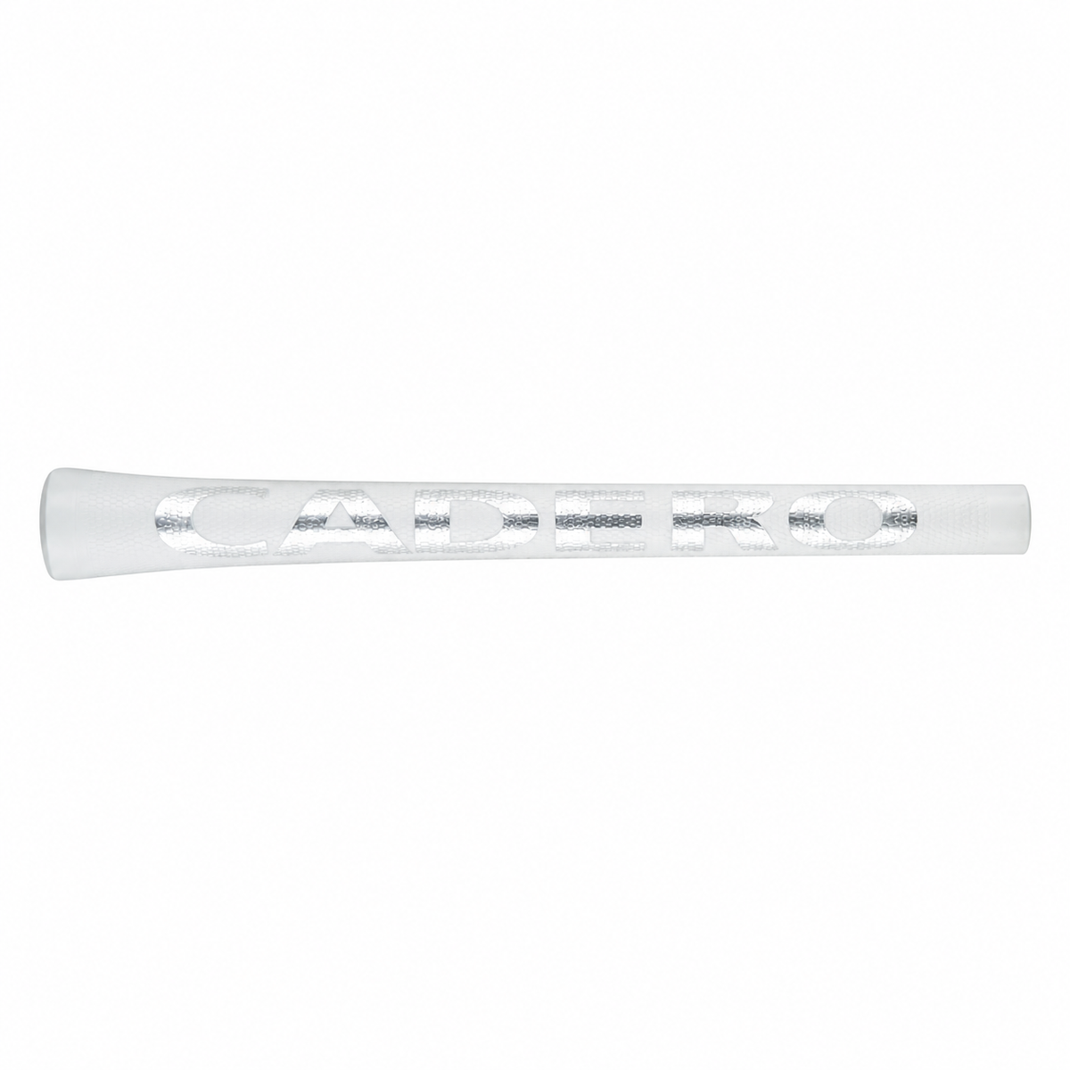GeoLeap Crystal Clear Golf Grip, White/Silver, full-length view on white