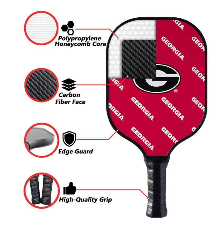 Georgia Bulldogs Pickleball Paddle | Carbon Fiber Face | 12mm Core - Club Rehab