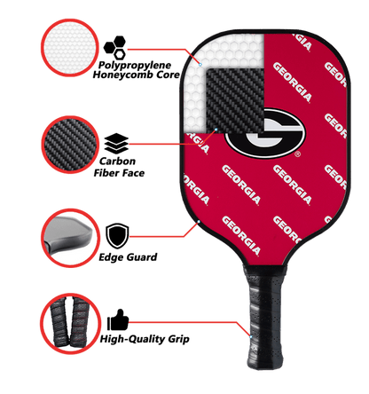 Georgia Bulldogs Pickleball Paddle | Carbon Fiber Face | 12mm Core - Club Rehab