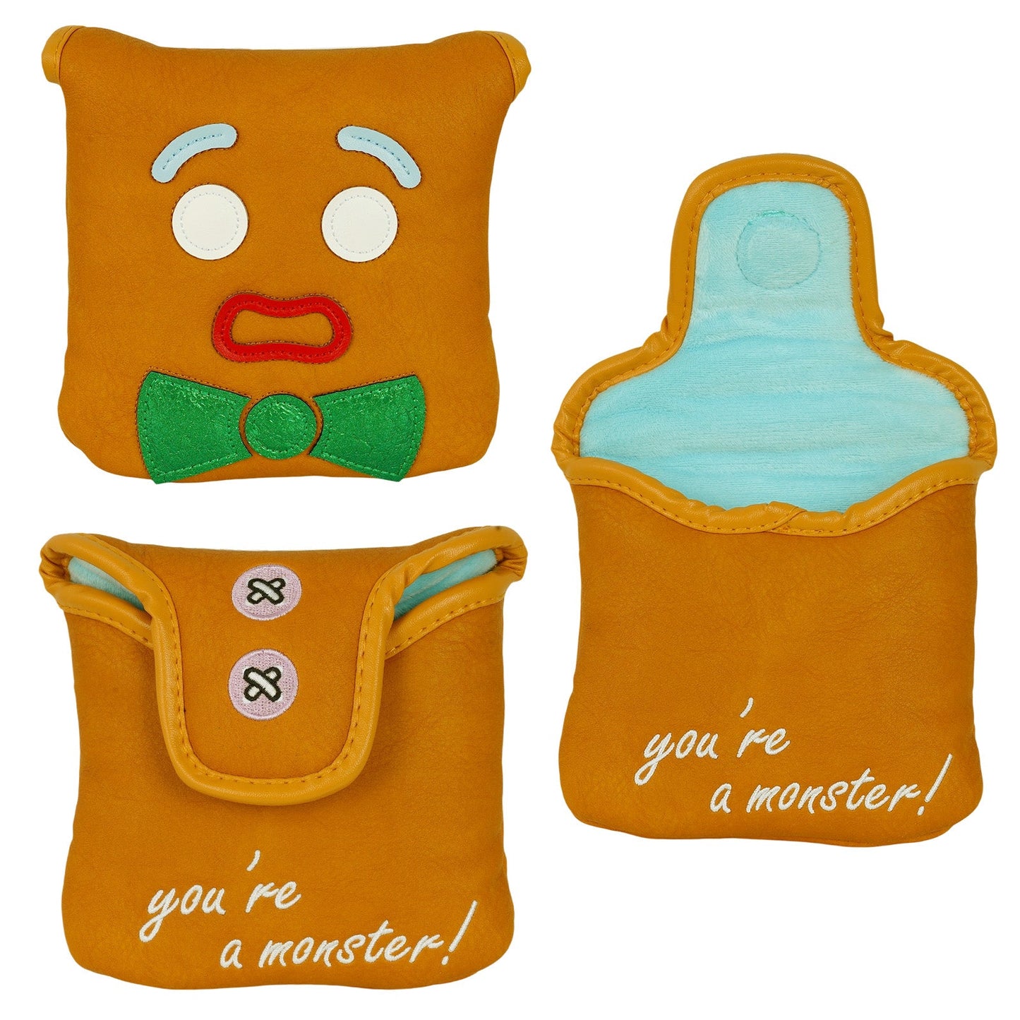Gingerbread “Monster” Driver Headcover - Square Putter - Club Rehab