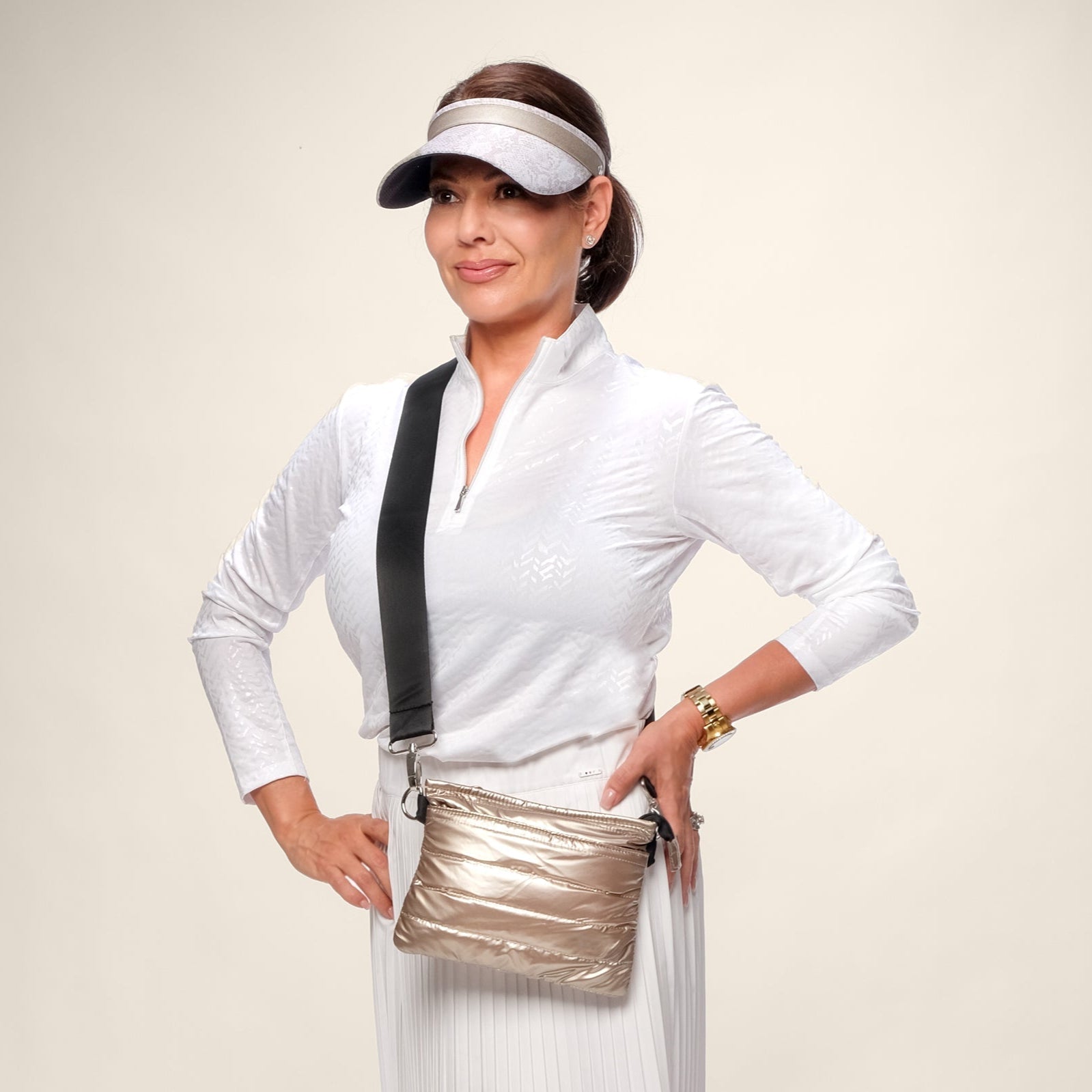 Gold Padded Crossbody Belt Bag - Club Rehab
