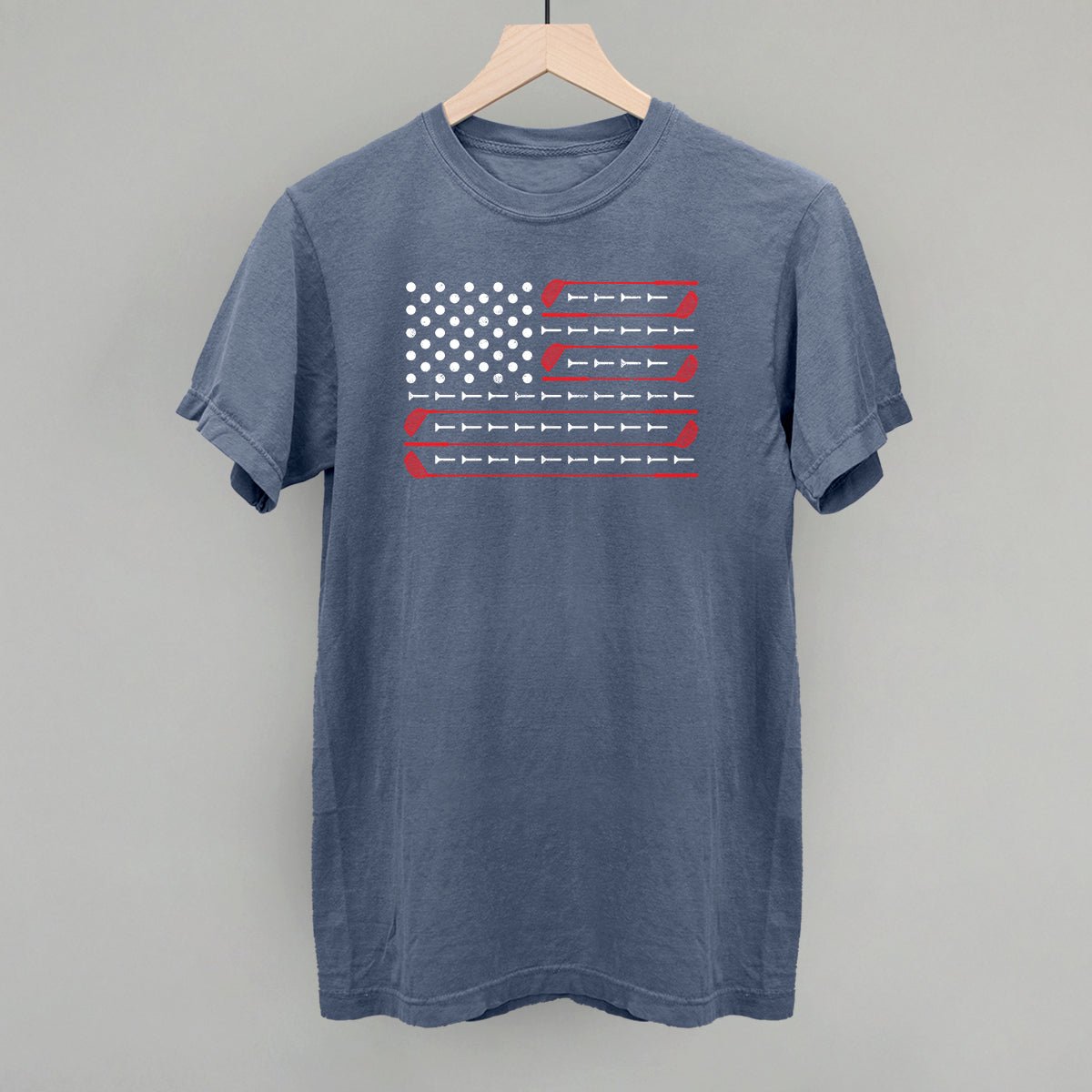 Golf American Flag - Comfort Colors Tee Blue Jean - Club Rehab