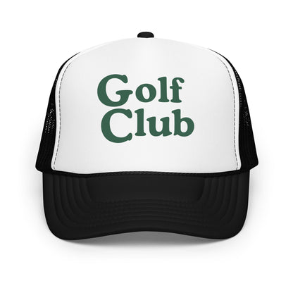 Golf Club Trucker Hat – Printed Foam Mesh Hat in Multiple Colors - Black / White / Black - Club Rehab