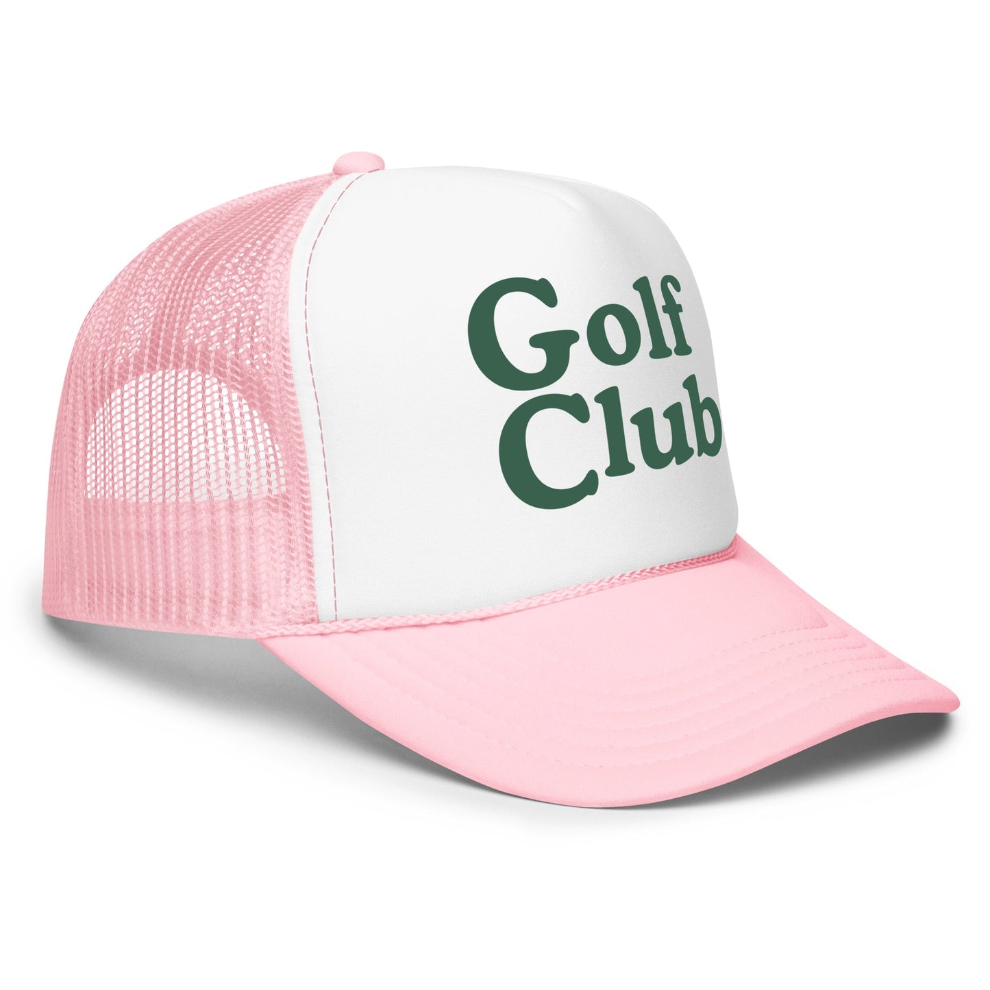 Golf Club Trucker Hat – Printed Foam Mesh Hat in Multiple Colors - Light Pink / White / Light Pink - Club Rehab