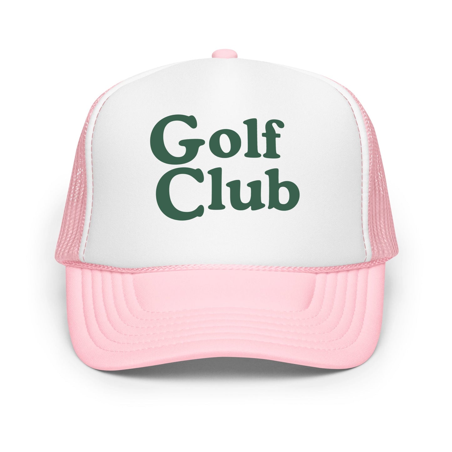 Golf Club Trucker Hat – Printed Foam Mesh Hat in Multiple Colors - Light Pink / White / Light Pink - Club Rehab