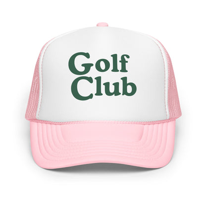 Golf Club Trucker Hat – Printed Foam Mesh Hat in Multiple Colors - Light Pink / White / Light Pink - Club Rehab