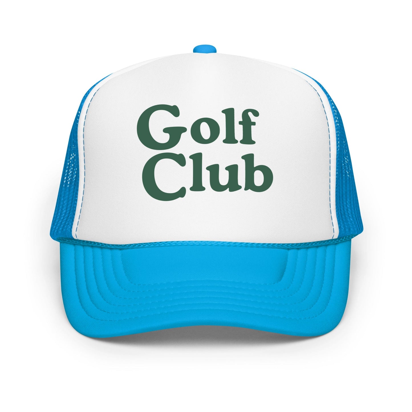 Golf Club Trucker Hat – Printed Foam Mesh Hat in Multiple Colors - Blue / White / Blue - Club Rehab