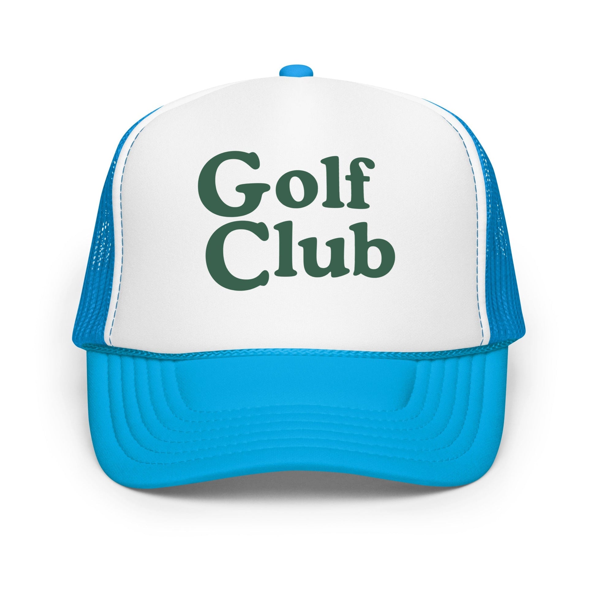 Golf Club Trucker Hat – Printed Foam Mesh Hat in Multiple Colors - Blue / White / Blue - Club Rehab