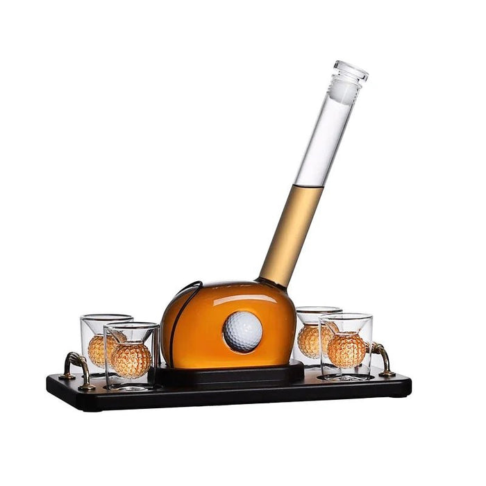 Golf Decanter Whiskey Set with Golf Ball Shot Glasses - Club Rehab