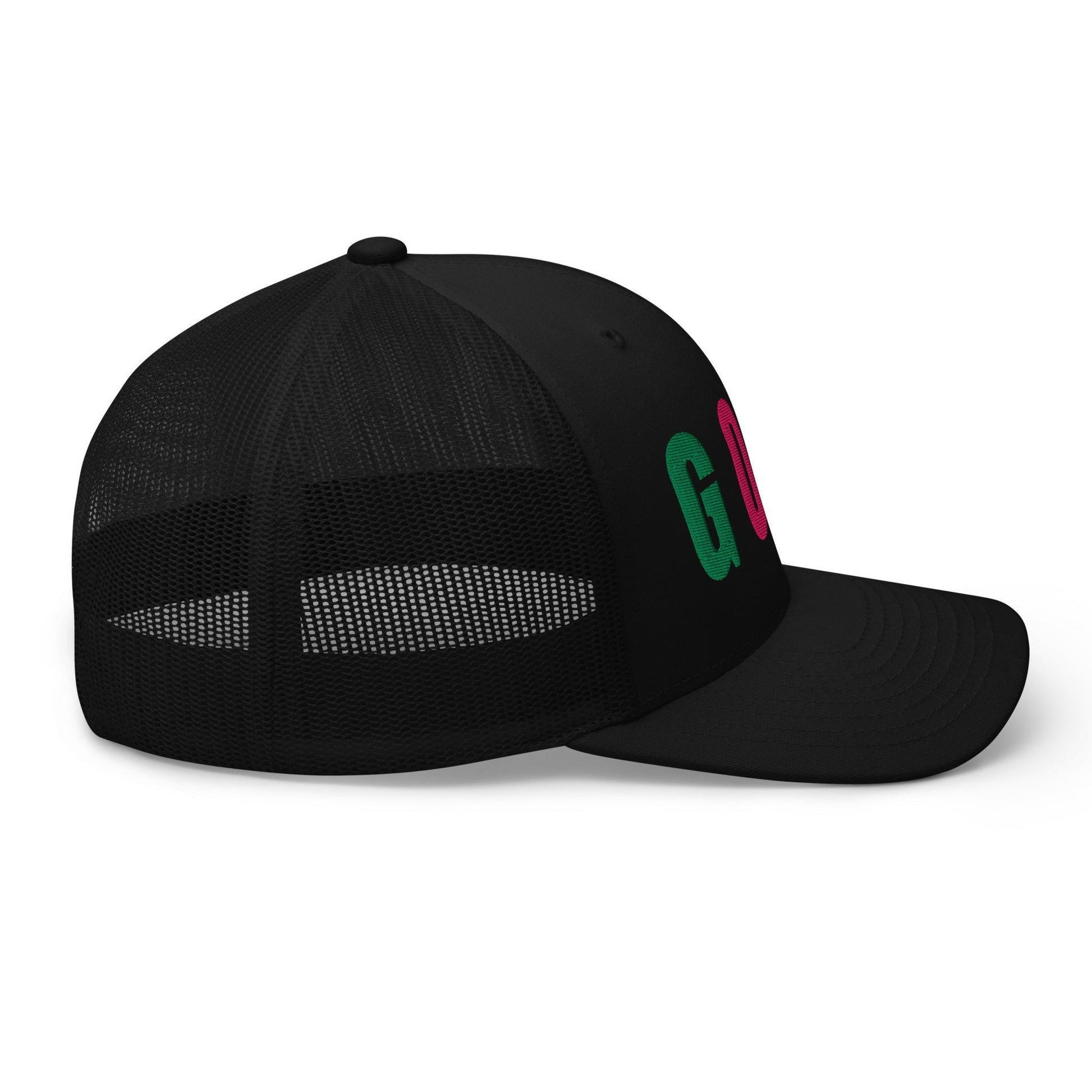 GOLF Embroidered Trucker Hat for Women - Birdie Pop Collection - Black - Club Rehab