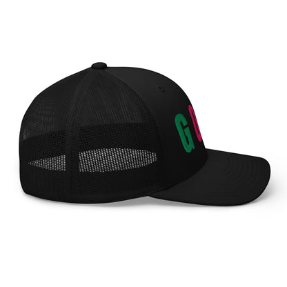 GOLF Embroidered Trucker Hat for Women - Birdie Pop Collection - Black - Club Rehab