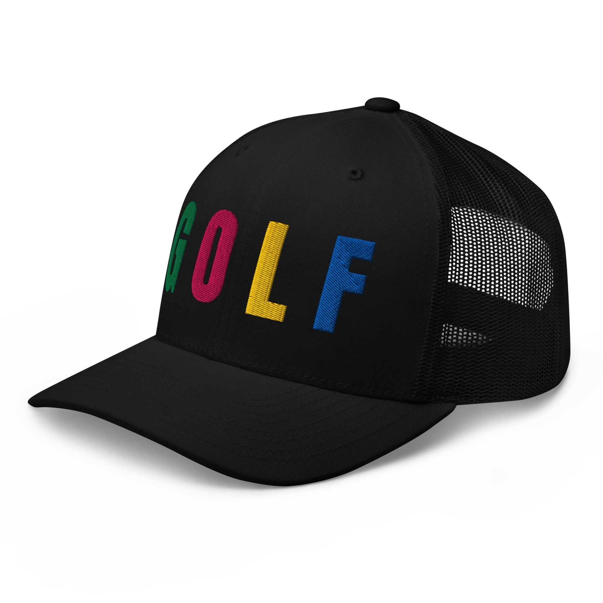 GOLF Embroidered Trucker Hat for Women - Birdie Pop Collection - Black - Club Rehab