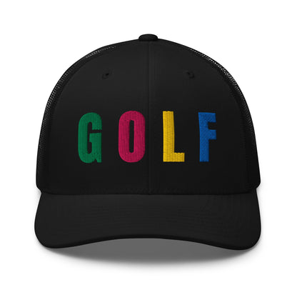 GOLF Embroidered Trucker Hat for Women - Birdie Pop Collection - Black - Club Rehab