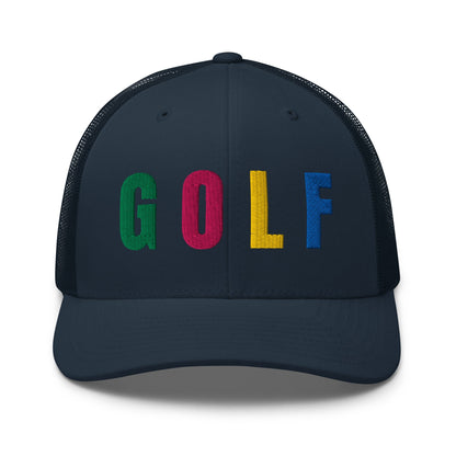 GOLF Embroidered Trucker Hat for Women - Birdie Pop Collection - Navy - Club Rehab