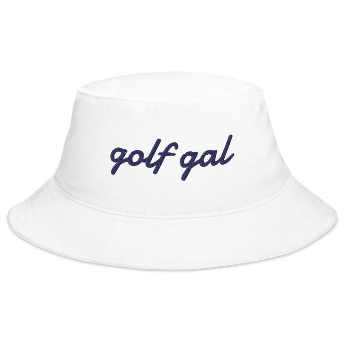 GOLF GAL Script Embroidered Bucket Hat - White - Club Rehab