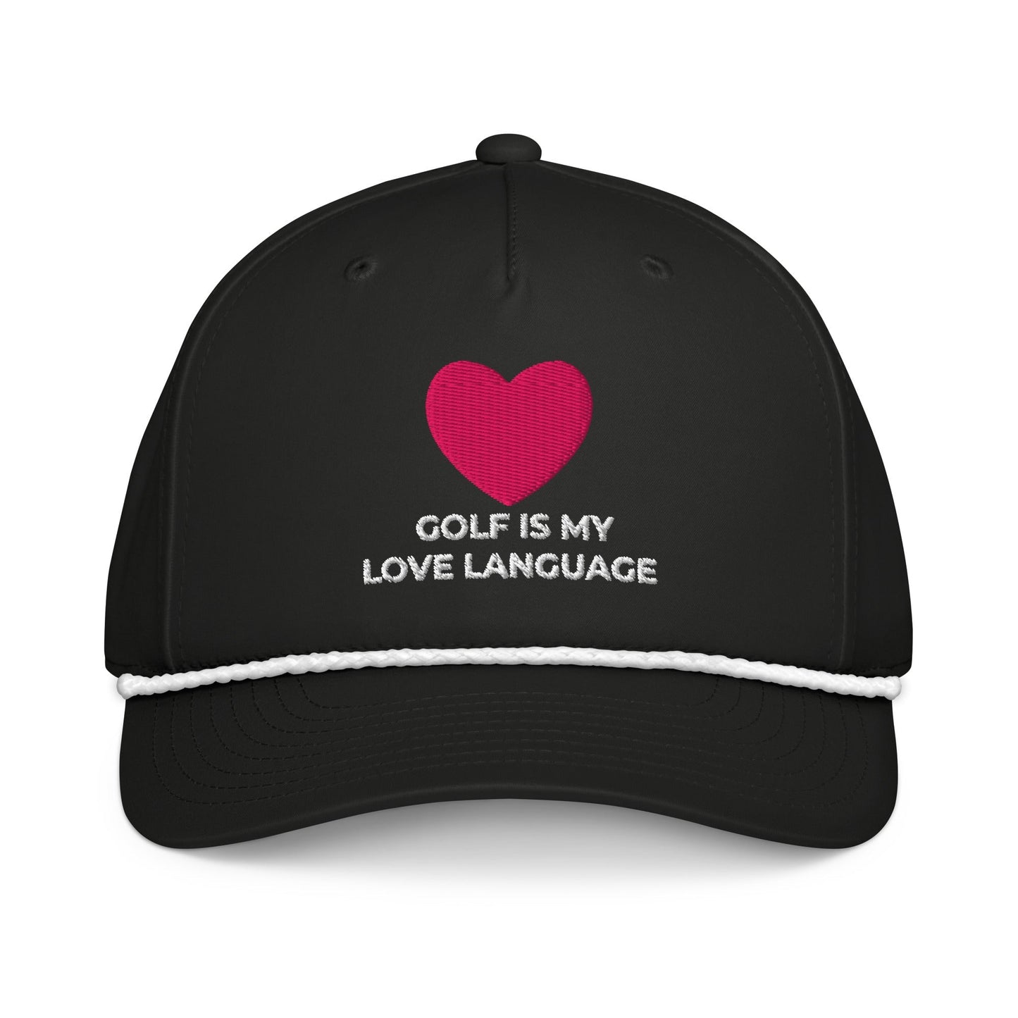 Golf Is My Love Language Embroidered Rope Hat for Women - Black/White - Club Rehab