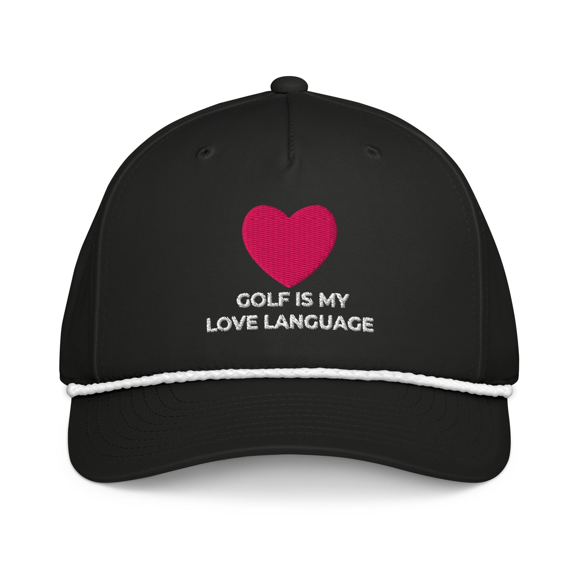 Golf Is My Love Language Embroidered Rope Hat for Women - Black/White - Club Rehab