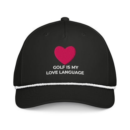 Golf Is My Love Language Embroidered Rope Hat for Women - Black/White - Club Rehab