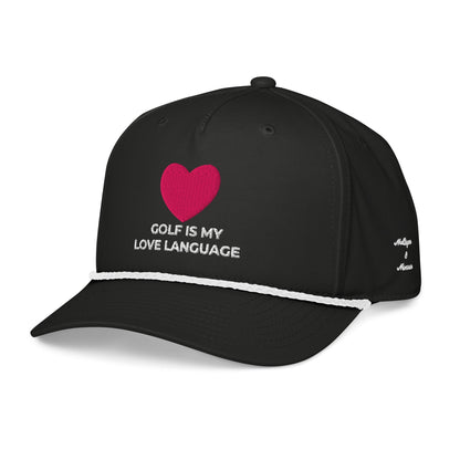 Golf Is My Love Language Embroidered Rope Hat for Women - Black/White - Club Rehab